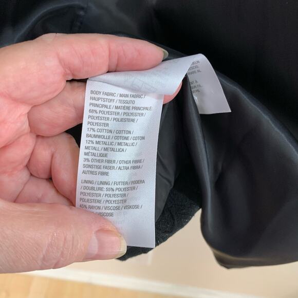 NEW LOGO Lavish Size L Metallic Jacquard Blazer Jacket Black Ruched Sleeve - Picture 12 of 12